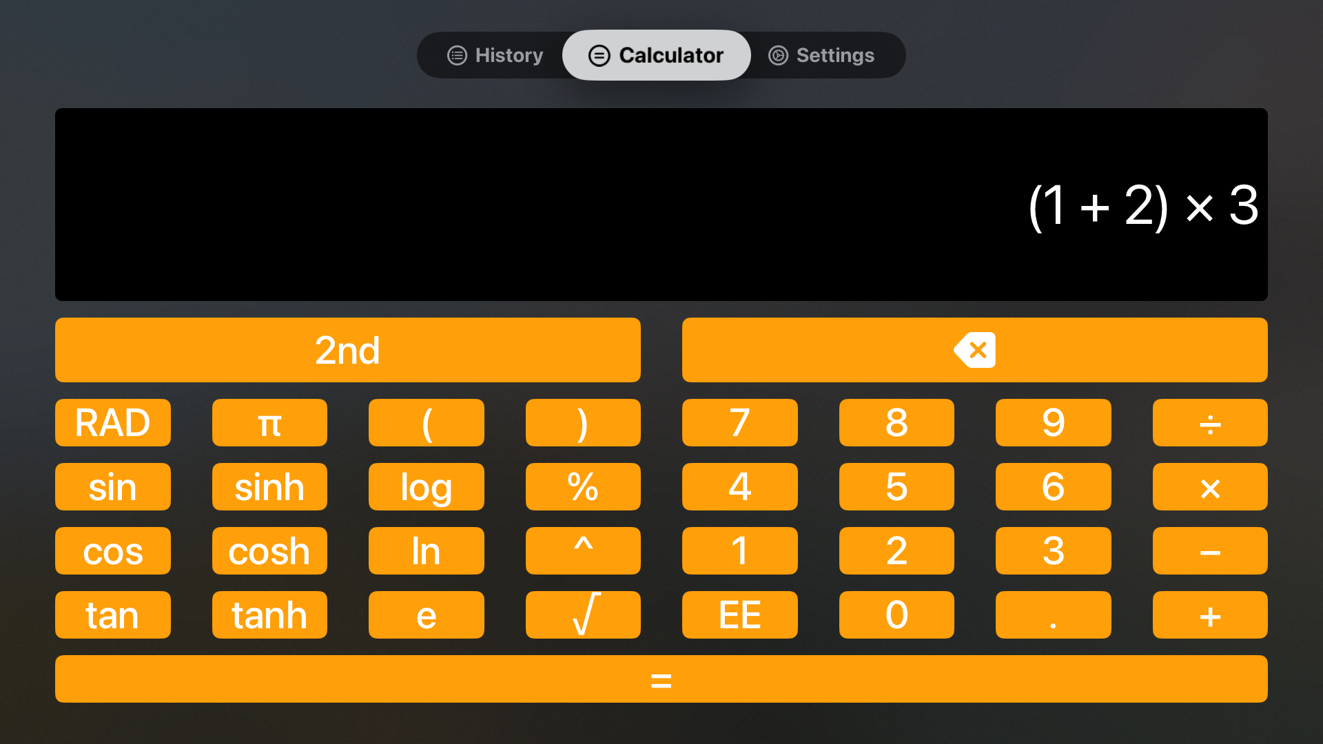 Calculi Dark Mode on Apple TV